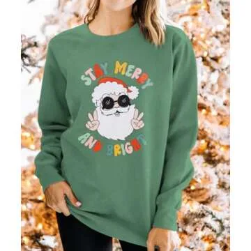 KEKEMI Merry Christmas Santa Sweatshirt for Women