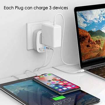 TESSAN Type E F Plug Adapter, Schuko European Plug Type F Travel Adaptor with 2 USB, German France Travel Power Outlet Charger for US to Europe Spain Iceland South Korea Greece Norway