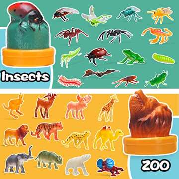 KarberDark 95 Pcs Small Animal Toys, Assorted Mini Ocean, Zoo, Farm, Dinosaur, Insect, Dog and Horse Figure, Little Plastic Animals Figurine for Easter, Sensory Bin Stuffers, Birthday Gifts,Kid 3-5