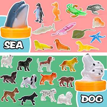 KarberDark 95 Pcs Small Animal Toys, Assorted Mini Ocean, Zoo, Farm, Dinosaur, Insect, Dog and Horse Figure, Little Plastic Animals Figurine for Easter, Sensory Bin Stuffers, Birthday Gifts,Kid 3-5