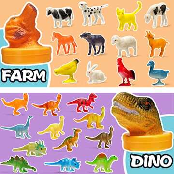 KarberDark 95 Pcs Small Animal Toys, Assorted Mini Ocean, Zoo, Farm, Dinosaur, Insect, Dog and Horse Figure, Little Plastic Animals Figurine for Easter, Sensory Bin Stuffers, Birthday Gifts,Kid 3-5