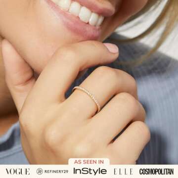 Ana Luisa Gold Eternity Ring - Dainty Gold Ring - 14K Gold Plated Rings For Women - Thin Gold Stacki...