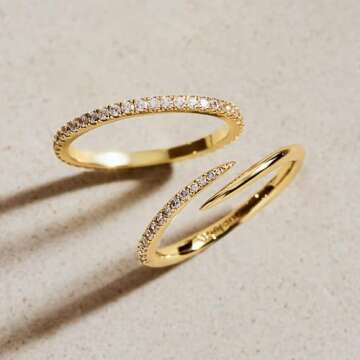 Ana Luisa Gold Eternity Ring - Dainty Gold Ring - 14K Gold Plated Rings For Women - Thin Gold Stacking Ring - Simple, Minimalist Gold Band With Cubic Zirconia Gems - Hypoallergenic - Women Gift Ideas (Size 7)