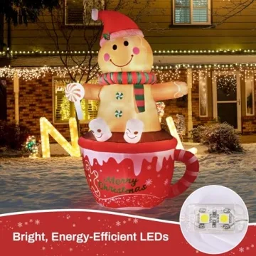 7.5 FT Gingerbread Man Inflatable Christmas Yard Decor