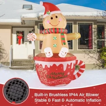 7.5 FT Gingerbread Man Inflatable Christmas Yard Decor