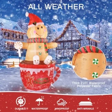 7.5 FT Gingerbread Man Inflatable Christmas Yard Decor