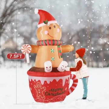 7.5 FT Gingerbread Man Inflatable Christmas Yard Decor