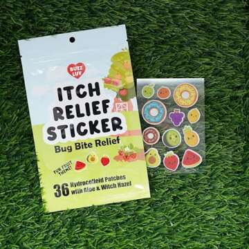 Buzzluv Hydrocolloid Itch Relief Patch, for Mosquitos, Ticks, Midges, Sandflies Bug bite Relief, Anti-Itch Patch with Aloe and Witch Hazel, Insect bite Relief, Kid-Friendly, Natural Fruit Theme