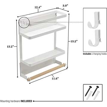 Aiyomt Magnetic Spice Rack For Refrigerator, Magnetic Paper Towel Holder Magnetic Fridge Organizer M...