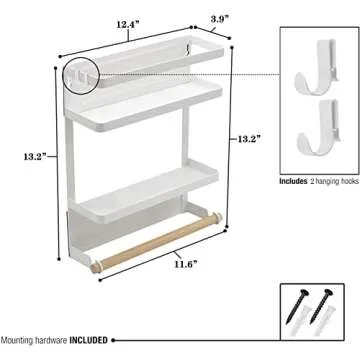Aiyomt Magnetic Spice Rack For Refrigerator, Magnetic Paper Towel Holder Magnetic Fridge Organizer M...