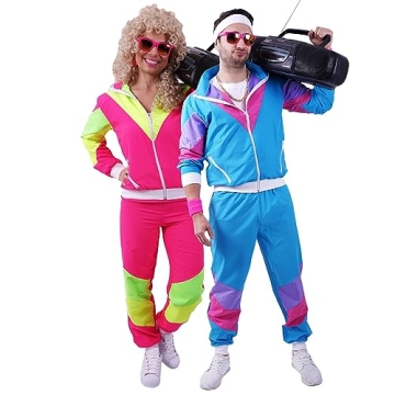Premium 80s & 90s Tracksuit Costume Unisex - 80s Shell Suit Party Dress Costume - 90s Costumes for H...