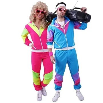 Premium 80s & 90s Tracksuit Costume Unisex - 80s Shell Suit Party Dress Costume - 90s Costumes for H...