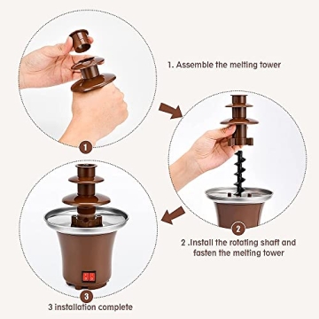 Decdeal 3-Layer Chocolate Fondue Fountain for Parties