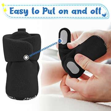 Pro Goleem Fleece Baby Booties, Warm Cozy Baby Slippers, Stay On Sock Shoes, Easy to Put on, Unisex Baby Gifts, Soft Non-Slip Adjustable Newborn Boots for Boys and Girls 12-18 Months, Black