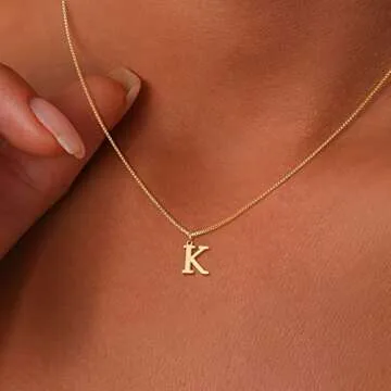 Foxgirl Gold Initial Necklaces for Women, Dainty Gold Letter Necklace Tiny A-Z Pendant Choker Necklace Trendy Cute Personalized Monogram Name Necklace Gold Jewelry Necklace for Women Gift