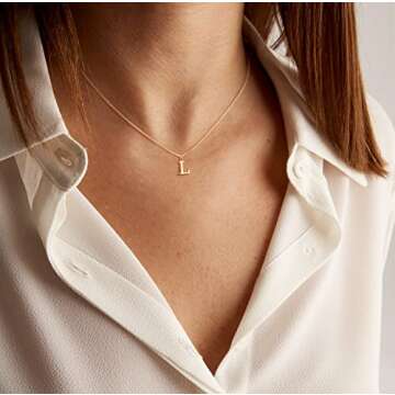 Foxgirl Gold Initial Necklaces for Women, Dainty Gold Letter Necklace Tiny A-Z Pendant Choker Necklace Trendy Cute Personalized Monogram Name Necklace Gold Jewelry Necklace for Women Gift