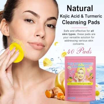 Turmeric Kojic Acid Cleansing Pads, Kojic Acid And Turmeric Cleansing Pads Helps Balance Skin Oil And Water, Remove Excess Keratin From The Body'S Skin, 40PCS