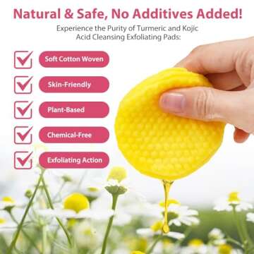 Turmeric Kojic Acid Cleansing Pads, Kojic Acid And Turmeric Cleansing Pads Helps Balance Skin Oil And Water, Remove Excess Keratin From The Body'S Skin, 40PCS