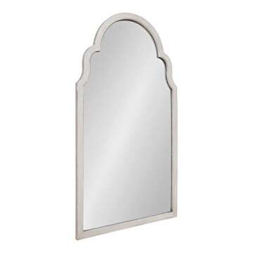 Kate and Laurel Damara Moroccan Style Hand Painted Arch Mirror with Reclaimed Wood, 26x48, Antique White