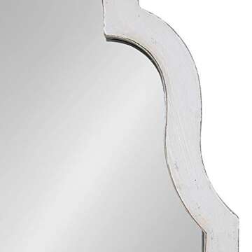 Kate and Laurel Damara Moroccan Style Hand Painted Arch Mirror with Reclaimed Wood, 26x48, Antique White