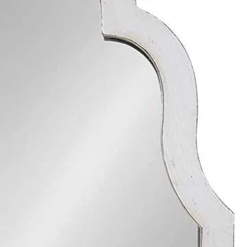 Kate and Laurel Damara Moroccan Style Hand Painted Arch Mirror with Reclaimed Wood, 26x48, Antique White