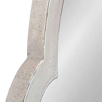 Kate and Laurel Damara Moroccan Style Hand Painted Arch Mirror with Reclaimed Wood, 26x48, Antique White