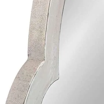 Kate and Laurel Damara Moroccan Style Hand Painted Arch Mirror with Reclaimed Wood, 26x48, Antique White