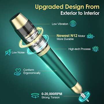 Gefaxi Electric Nail Drill, Portable Electric Nail File Professional 20000rpm Manicure Pedicure Efile Machine with Sanding Bands & Nail Drill Bits for Acrylic, Gel Nails, Home & Salon, Green