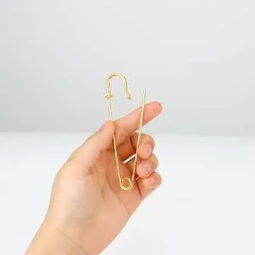 15 PCS 4 Inch Extra-Large Safety Pins Dulinkas Large Safety Pins Large Safety Pins Heavy Duty for Blankets Steel Safety Pins Heavy Duty 4" Steel Safety Pins for Clothes Gold