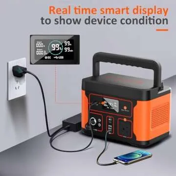 Tiexei Portable Power Station, 600W(Peak 1200) Solar Generator, 550Wh LiFePO4 Battery Pack, 110V AC Outlets, DC&USB ports, Pure Sine Wave PowerHouse With LED light for Outdoor Travel Camping Emergency