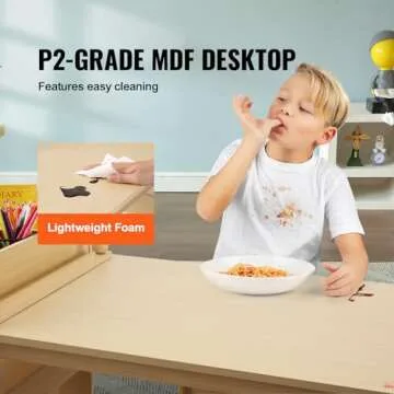 VEVOR Kids Art Table and Chair Set, Kids Craft Table with Storage, Toddler Activity Play Table with 2 Chairs, Wooden Drawing Deask for Children Painting, Reading, Learning