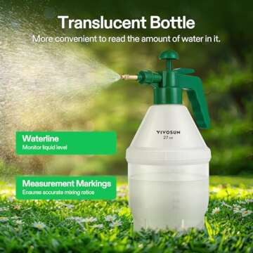 VIVOSUN 0.2 Gallon Handheld Garden Pump Sprayer, 27 oz Gallon Lawn & Garden Pressure Water Spray Bottle with Adjustable Brass Nozzle, for Plants and Other Cleaning Solutions (0.8L Green)
