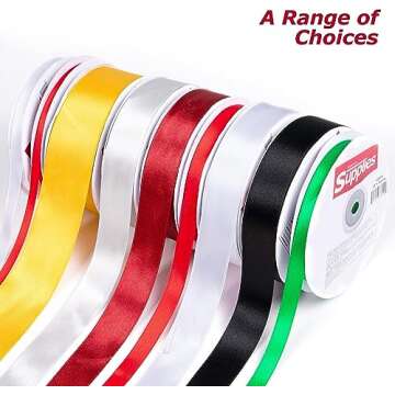 Topenca Supplies 1 Inch White Satin Ribbons - 50 Yards Double Face Ribbon Roll for Crafting, Gifts, ...