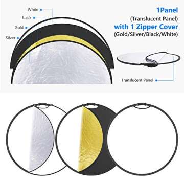 Neewer 5-in-1 Portable Round 32 in/80cm Light Reflector Collapsible Multi-Disc with Single Grip and ...