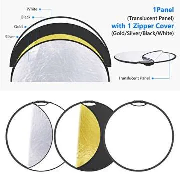 Neewer 5-in-1 Portable Round 32 in/80cm Light Reflector Collapsible Multi-Disc with Single Grip and ...
