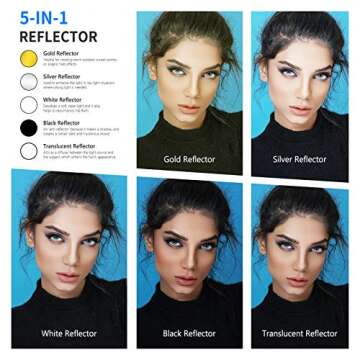 Neewer 5-in-1 Portable Round 32 in/80cm Light Reflector Collapsible Multi-Disc with Single Grip and Bag for Studio Photography Lighting and Outdoor Lighting - Gold/Silver/White/Black/Translucent