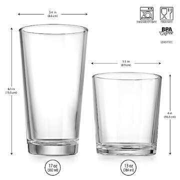 Elegant Glaver's Drinking Glasses Set of 16 for Every Occasion