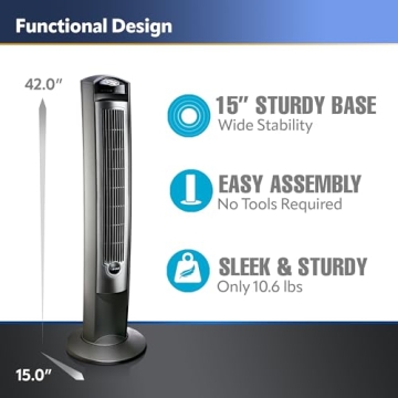 Lasko 42 Inch Quiet Oscillating Tower Fan with Remote