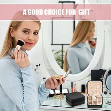 Taiyin 6 Pcs Travel Jewelry Case Jewelry Travel Organizer Small Jewelry Box Bridesmaid Gift Boxes Mini Storage Organizer Box(Black)