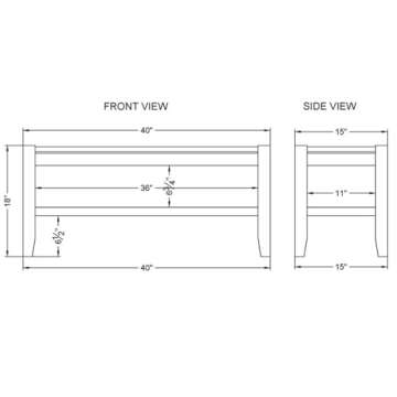Alaterre Furniture Newport 40" Wood Bench with Rush Seat