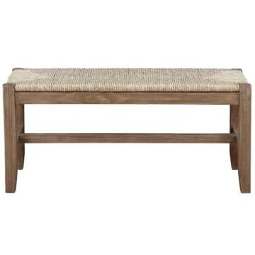 Alaterre Furniture Newport 40" Wood Bench with Rush Seat