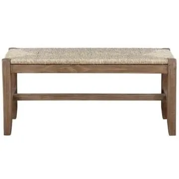 Alaterre Furniture Newport 40" Wood Bench with Rush Seat
