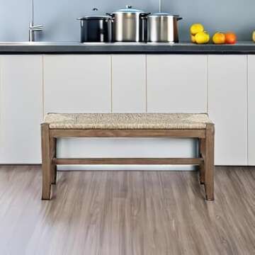 Alaterre Furniture Newport 40" Wood Bench with Rush Seat