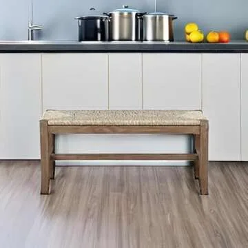 Alaterre Furniture Newport 40" Wood Bench with Rush Seat