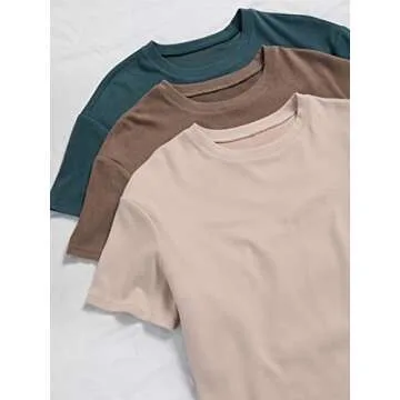 Floerns Women's 6 Piece Sleepwear Short Sleeve Tee Tie Front Pants Lounge Set Beige Multi L