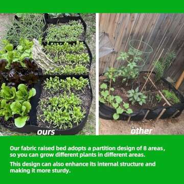 CJGQ Fabric Raised Garden Bed 6x3x1ft Garden Grow Bed Bags for Growing Herbs, Flowers and Vegetables 128 Gallon