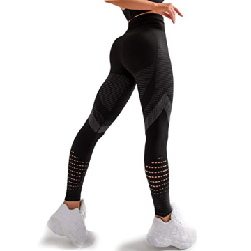 Redqenting High Waisted Leggings for Women Workout Seamless Leggings Yoga Pants Sweat Proof Tummy Control Tights Black Small