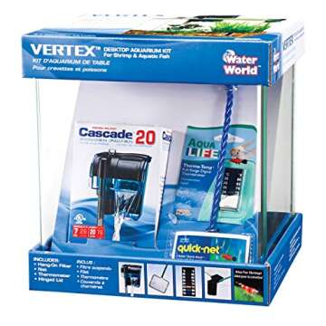PENN-PLAX Water-World Vertex Desktop Nano Aquarium Kit – Ideal for Shrimp and Small Fish – Compl...