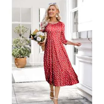HOTOUCH Women Red Heart Printed Dress Swing Dresses for Women Below Knee Length Dress Red Heart XXL