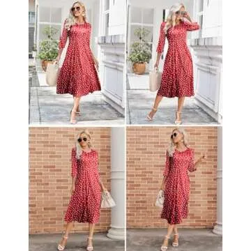 HOTOUCH Women Red Heart Printed Dress Swing Dresses for Women Below Knee Length Dress Red Heart XXL